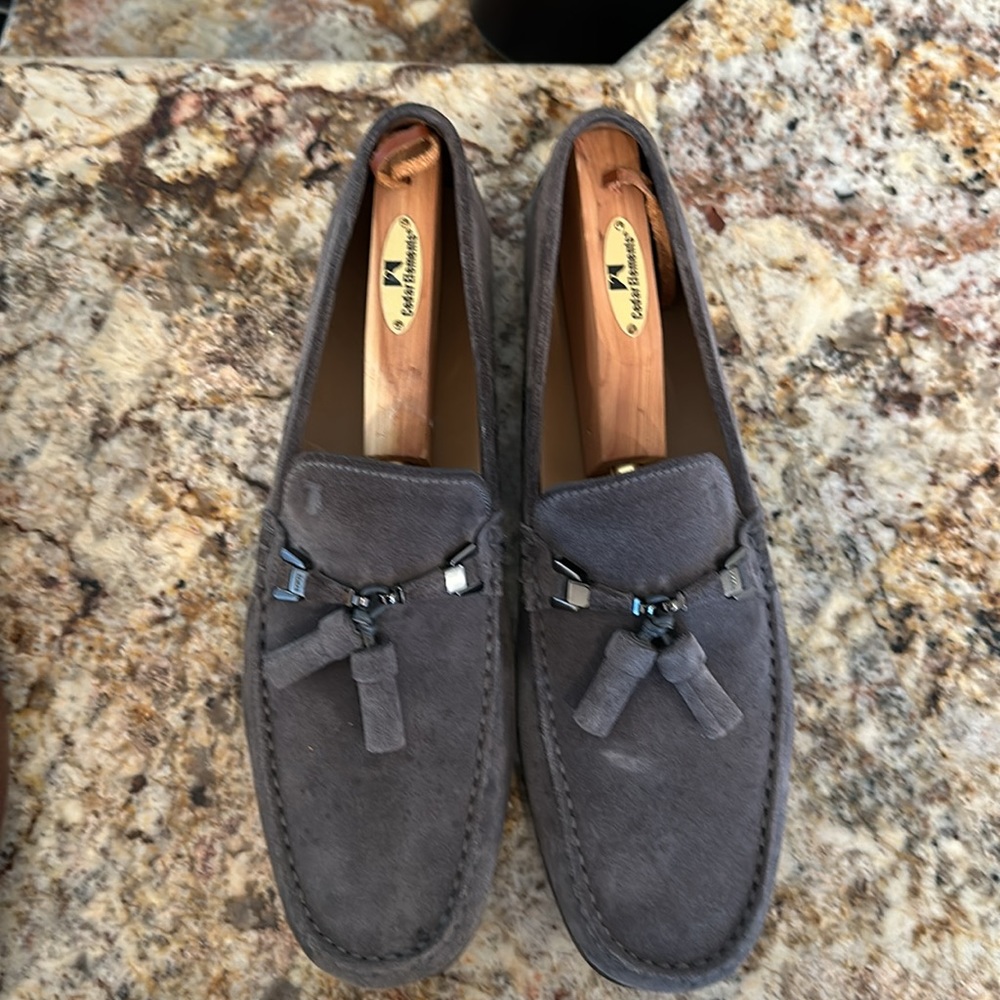 Todd’s gray suede loafers with tassel. Size 10.5. Basically brand new.